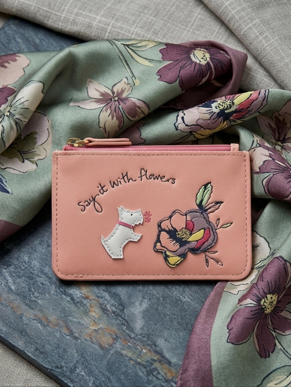 Radley London “Say It with Flowers” Leather Coin Purse In French Rose